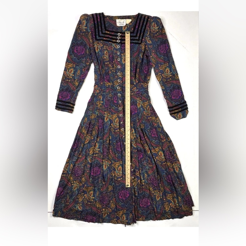 Kathie Lee For Plaza South Dress Women’s Medium (8-10) Vintage Button Paisley - Picture 5 of 10